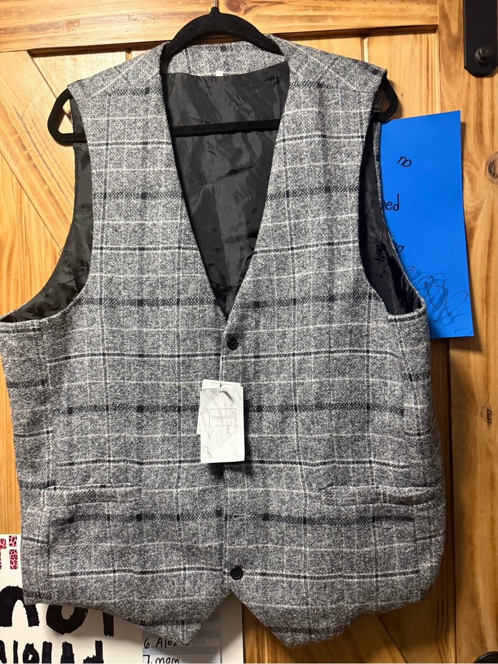 Men's Gray Plaid Vest by